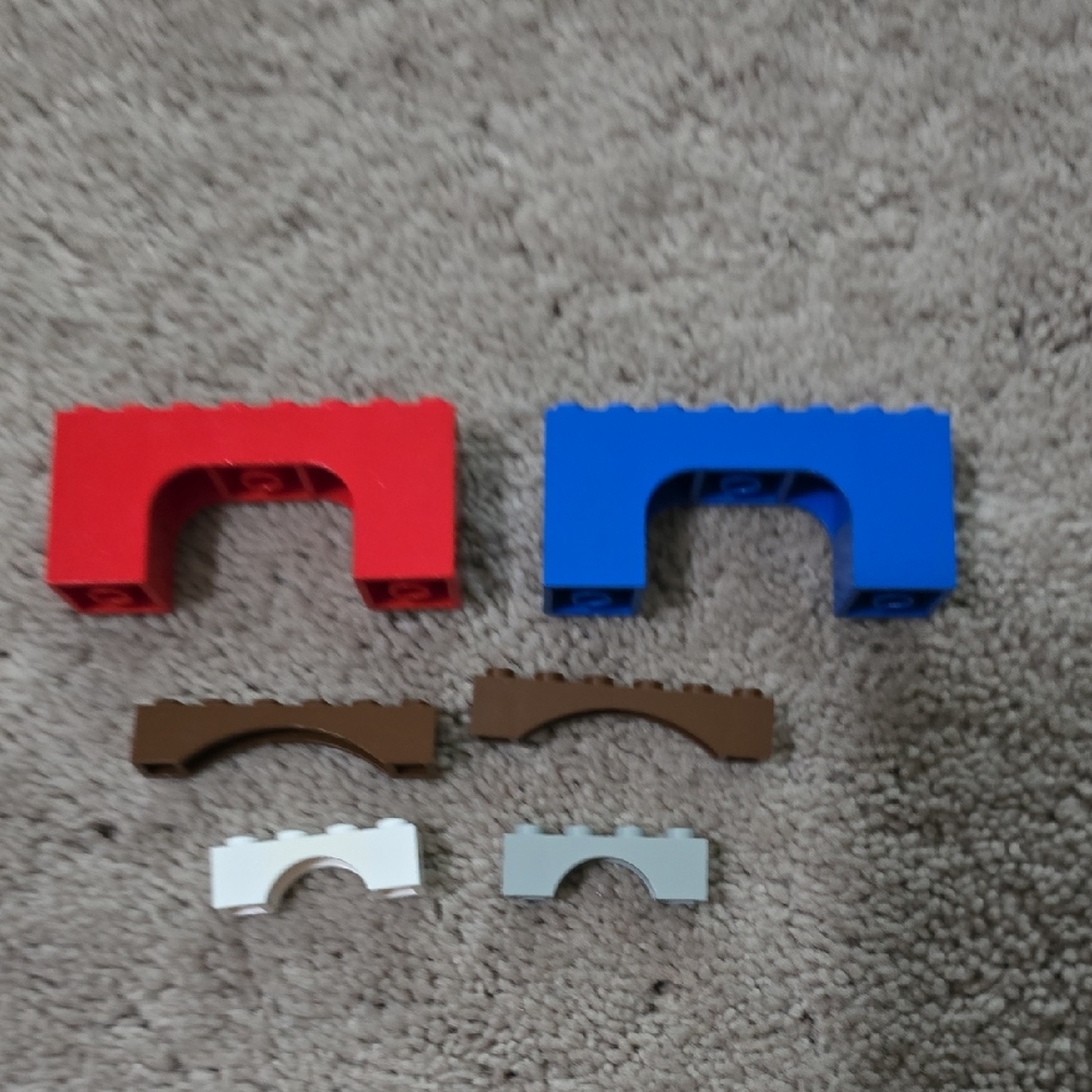 LEGO Building Block Bridge Set - Red, Blue, Brown, Gray - Picture 1 of 5